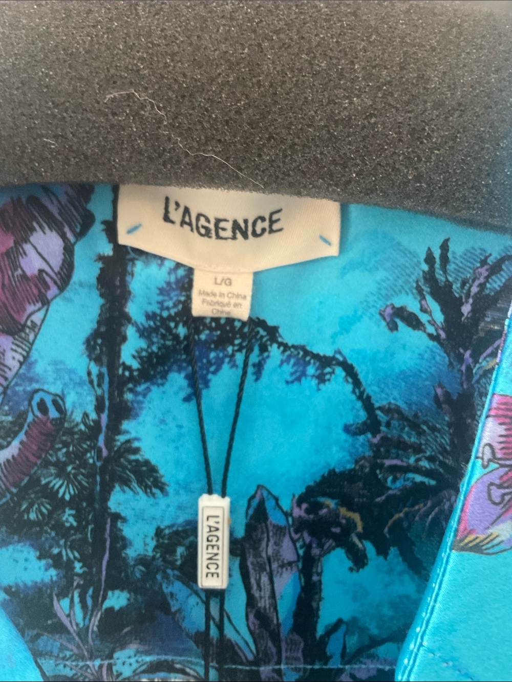 L'AGENCE Turquoise and Purple Jungle Print Button-Up Blouse - Picture 2 of 4